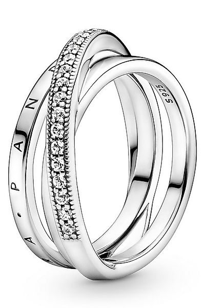 Pandora Silberring Damen-Ring Silber Dreifach Gekreuzte Pavé Schienen günstig online kaufen