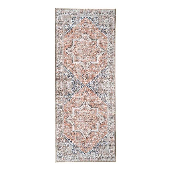 Teppich Vintage in Blau und Orange orientalischen Muster günstig online kaufen