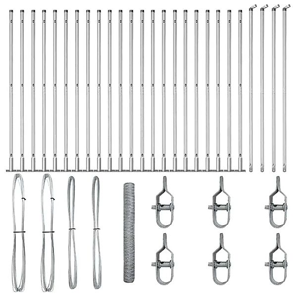 vidaXL Zaunpfosten Silber 50 x 1,2 m 50 mm Gitter Stahl 3353841 günstig online kaufen