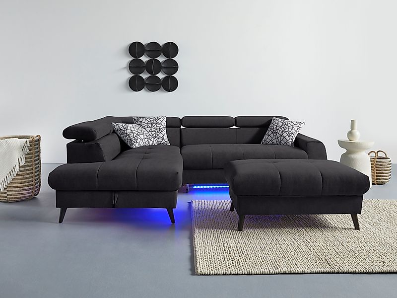 COTTA Ecksofa "Mia L-Form mit 3 Zierkissen", wahlweise mit Bettfunktion, Be günstig online kaufen