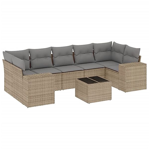 vidaXL 8-Tlg Garten-Sofagarnitur mit Kissen Beige Poly Rattan 3254676 günstig online kaufen