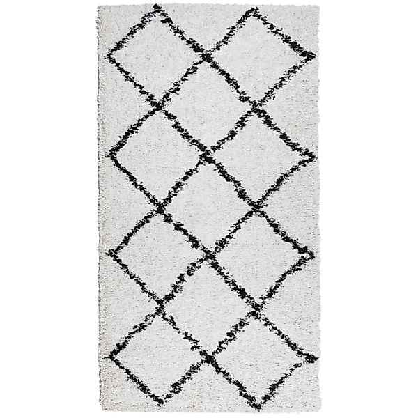 vidaXL Teppich Shaggy Hochflor Modern Creme Und Schwarz 60x110 Cm 1956816 günstig online kaufen