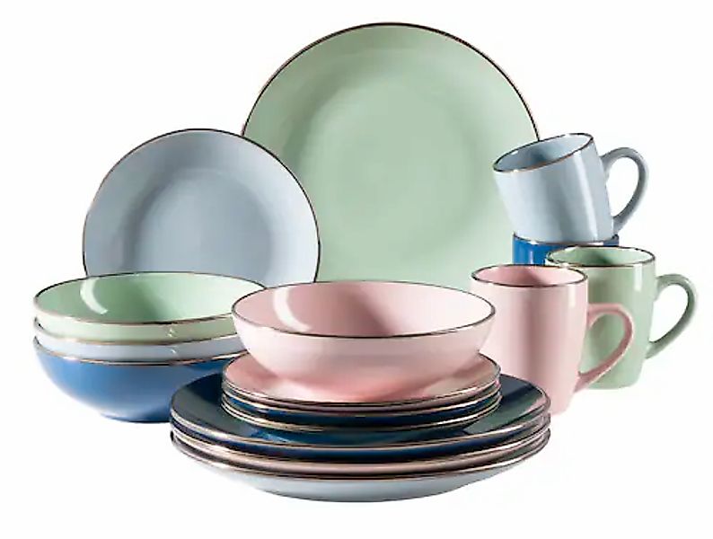 MÄSER Kombiservice »METALLIC RIM, Geschirr-Set, Steinzeug« günstig online kaufen