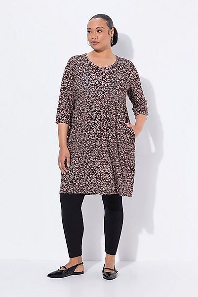 Ulla Popken Maxikleid Longshirt A-Linie V-Ausschnitt 3/4-Arm Taschen günstig online kaufen