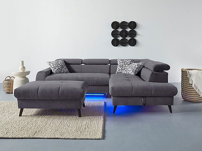 COTTA Ecksofa "Mia L-Form mit 3 Zierkissen", wahlweise mit Bettfunktion, Be günstig online kaufen