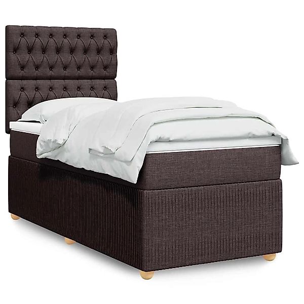 vidaXL Boxspringbett mit Matratze Dunkelbraun 80x200 cm Stoff 3294193 günstig online kaufen