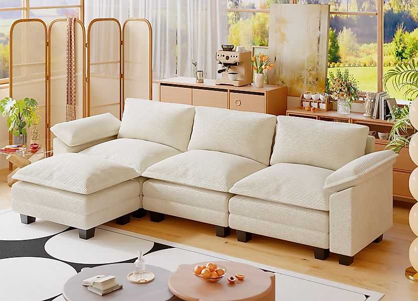 GUNJI Sofa Wohnzimmer L-förmiges Ecksofa Lampe günstig online kaufen