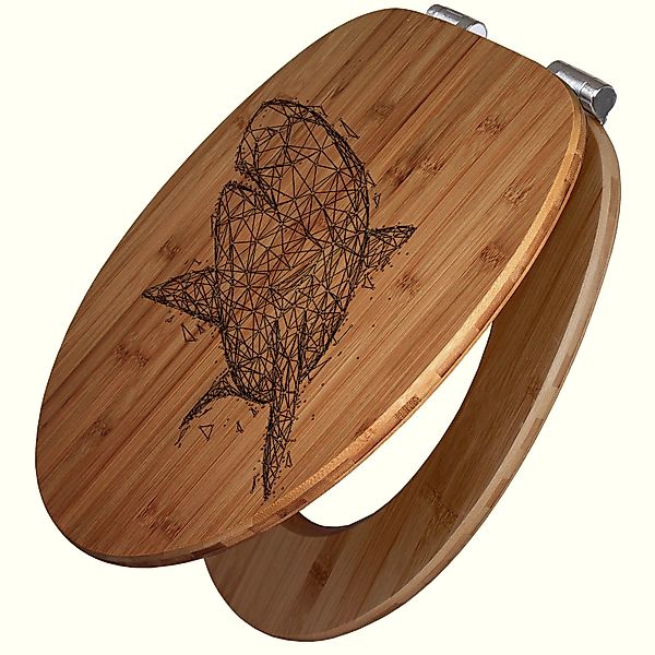 Banjado WC Sitz Bambus Holz Mit Gravur Toilettendeckel Mit Absenkautomatik günstig online kaufen