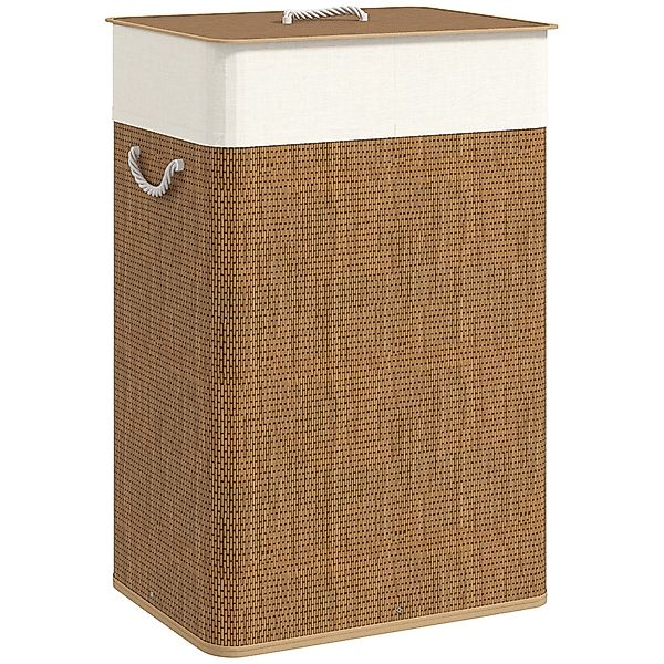 HOMCOM Wäschekorb Bambus 40L x 30B x 60H cm Braun günstig online kaufen