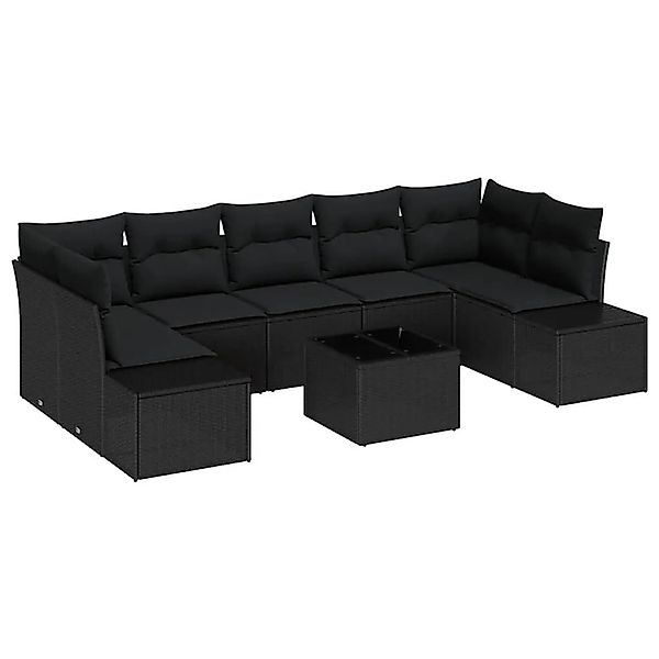 vidaXL Gartensofa-set mit Kissen 8-Tlg Schwarz Poly-Rattan 3355652 günstig online kaufen