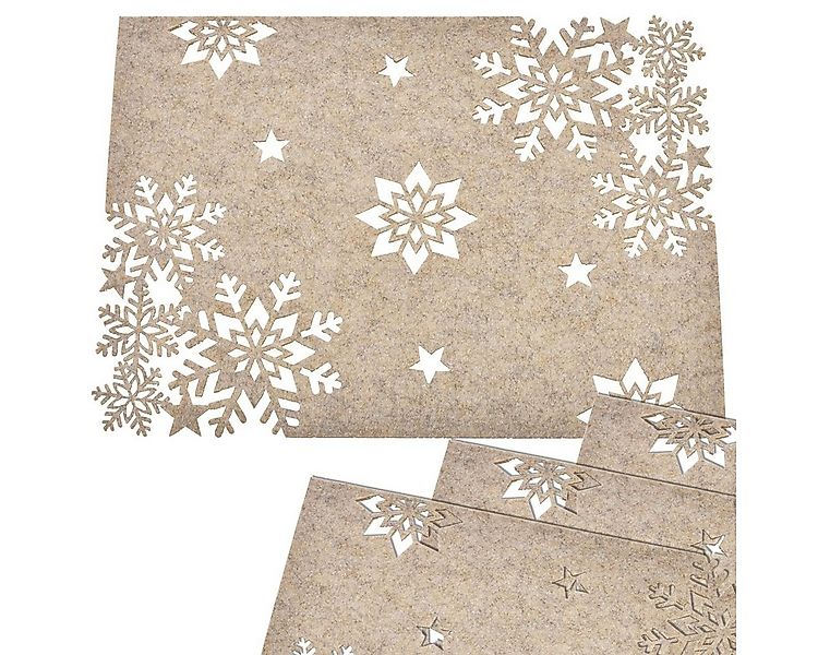 matches21 HOME & HOBBY Platzset Tischsets 4er Set Filz beige Weihnachtsdeko günstig online kaufen