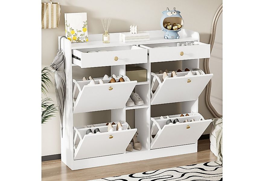 Flieks Schuhschrank mit 4 Klappen, 2 Schubladen und 3 offenen Fächern (1-St günstig online kaufen