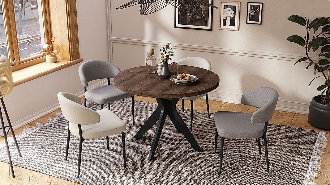 designimpex Esstisch Design Esstisch Renzo ausziehbar 110 bis 180 cm rund E günstig online kaufen