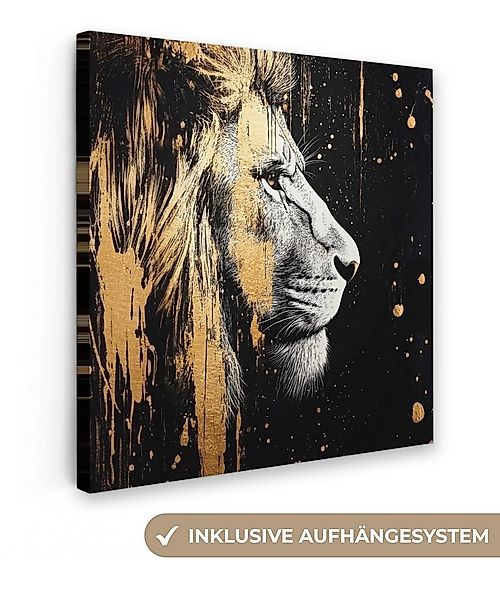 OneMillionCanvasses® Leinwandbild Porträt - Löwe - Abstrakt - Gold, Fotodru günstig online kaufen