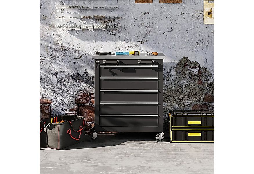 HOMCOM Werkstattwagen mit 5 Schubladen, abschließbar, mit 4 Rollen, 2 Schlü günstig online kaufen