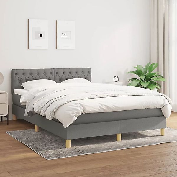 Vidaxl Boxspringbett Mit Matratze Dunkelgrau 140x200 Cm Stoff günstig online kaufen