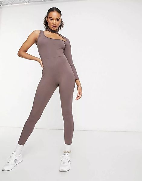 I Saw It First – Asymmetrischer Jumpsuit mit Zierausschnitt in Schokolade-B günstig online kaufen