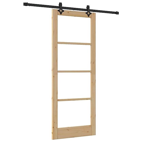 vidaXL Schiebetür ORKDAL Braun 83 x 211 cm Holz und Metall 3332167 günstig online kaufen