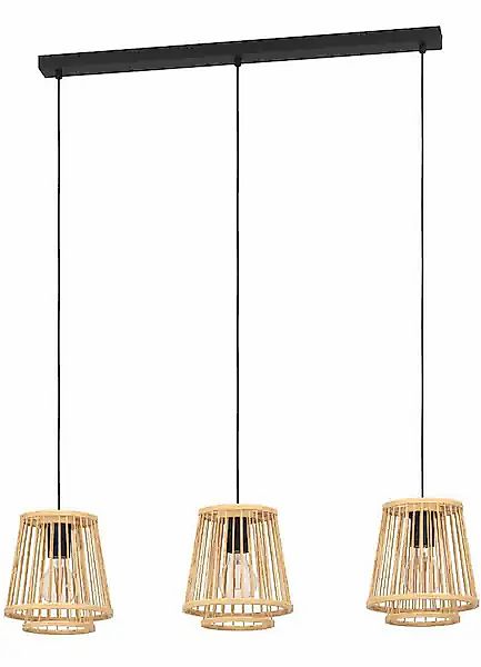 EGLO Hängeleuchte »HYKEHAM« E27 1 Stk. Holz Esszimmerlampe, Bambus in Natur günstig online kaufen