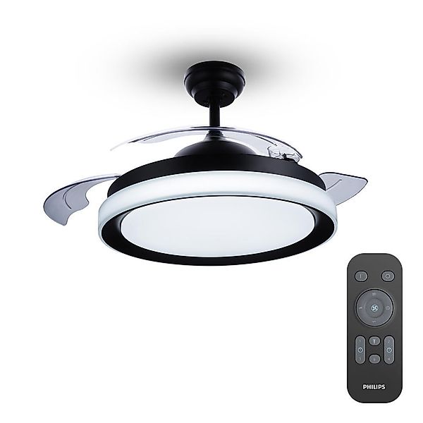 Philips LED-Deckenventilator Bliss schwarz/weiß, leise, CCT günstig online kaufen