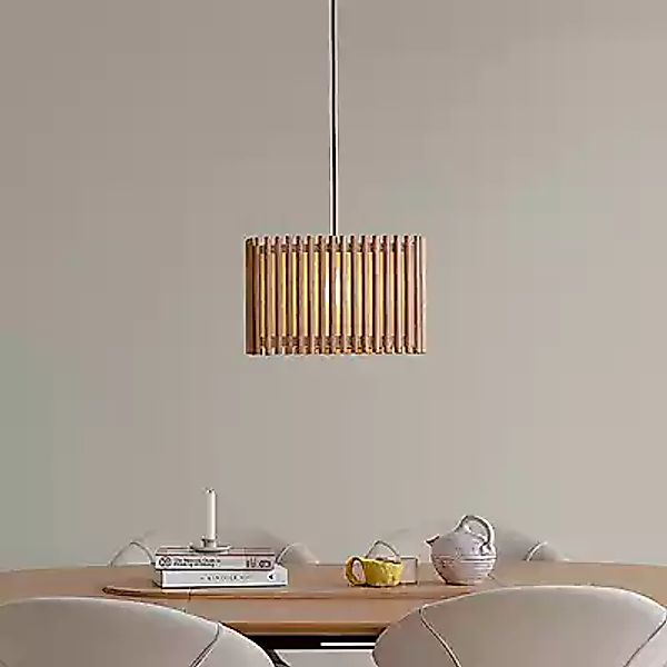 Umage Komorebi Pendelleuchte, Schirm Eiche natur/Kabel weiß - 11 cm - rund günstig online kaufen