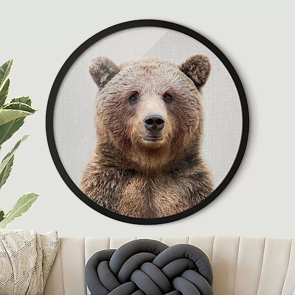 Rundes Bild mit Rahmen Grizzlybär Gustel günstig online kaufen