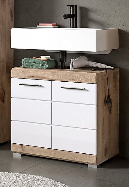 Inn.Furn Waschbeckenunterschrank Willow (Waschtisch in weiß Hochglanz mit E günstig online kaufen