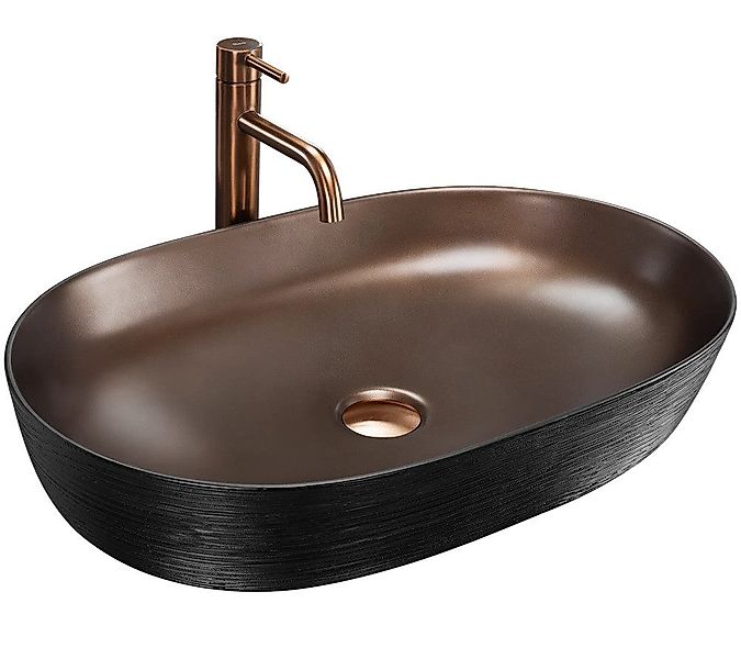 wohnwerk.idee Ablaufgarnitur Luxus-Waschbecken oval, Kupfer gebürstet günstig online kaufen