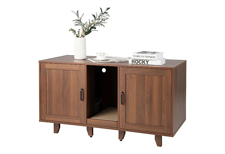 COSTWAY Tierhaus, Katzenklo Schrank, mit 2 Türen & Kratzbrett, 120 x 52 x 6 günstig online kaufen