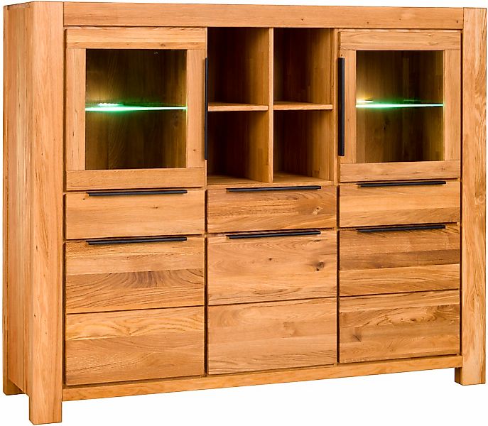 Home affaire Highboard mit stylischen Schwarzen Akzenten, 3 Schubladen, 14 günstig online kaufen