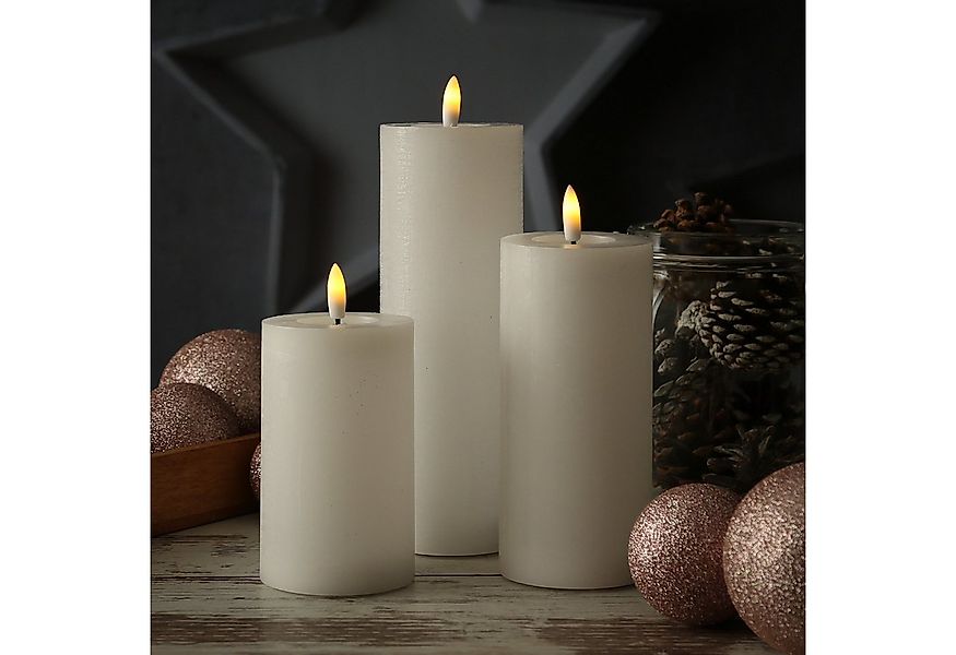 Adilina LED-Kerze Kerzenset LINA Rustik Optik für Adventskranz 3 Größen Tim günstig online kaufen