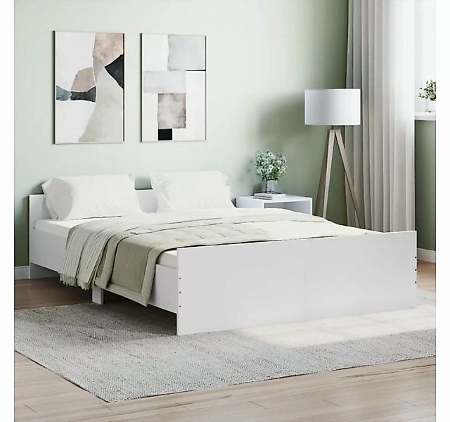 furnicato Bett Bettgestell mit Kopf- und Fußteil Weiß 140x190 cm günstig online kaufen