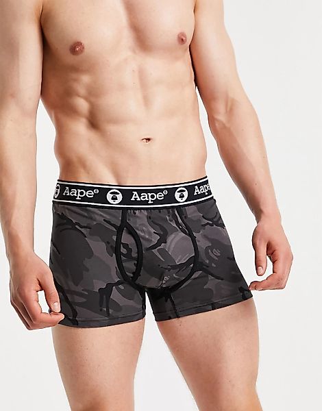 AAPE By A Bathing Ape – Boxershorts aus Jersey mit Military-Muster in Schwa günstig online kaufen