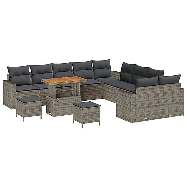 vidaXL Gartensofa-set mit Kissen 17-Tlg Grau Poly-Rattan 3363628 günstig online kaufen