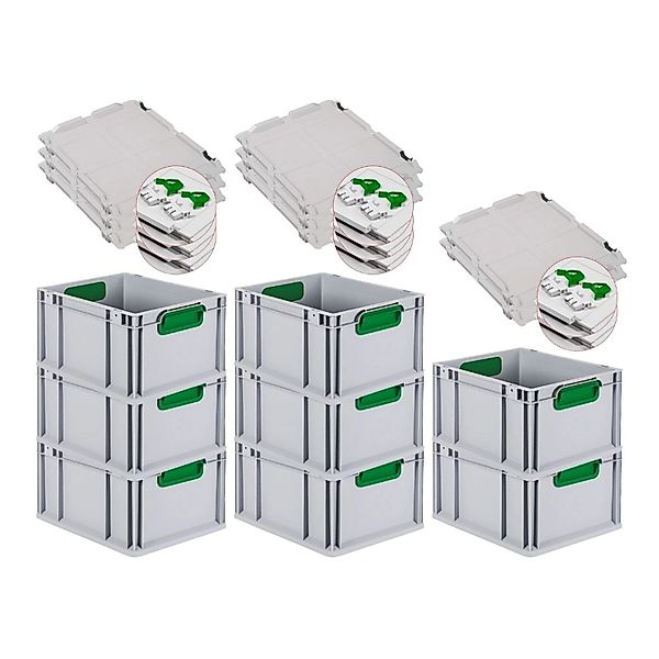 PROREGAL Spar Set 8x Eurobox Nextgen Color Mit Scharnierdeckel & Schiebesch günstig online kaufen