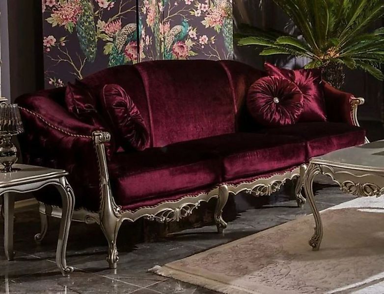 Casa Padrino Sofa Luxus Barock Wohnzimmer Sofa Purpur / Silber 250 x 83 x H günstig online kaufen