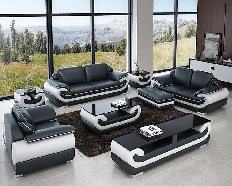 JVmoebel Sofa Ledersofa Couch Wohnlandschaft 3+2 Sitzer Design Modern Sofa günstig online kaufen