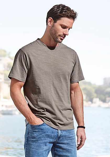 John Devin T-Shirt "mit Slub-Garn Struktur" aus leichter, strukturierter Ba günstig online kaufen