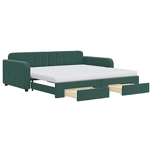 vidaXL Tagesbett Ausziehbar mit Schubladen Dunkelgrün 100x200 cm Samt188127 günstig online kaufen