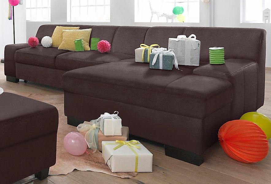 DOMO collection Ecksofa "Norma, elegant & modern, mit flachen Armlehnen, Br günstig online kaufen