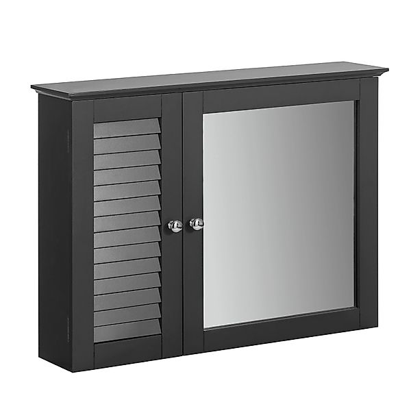 SoBuy Spiegelschrank mit Lamellentür MDF Dunkelgrau BZR55-DG günstig online kaufen