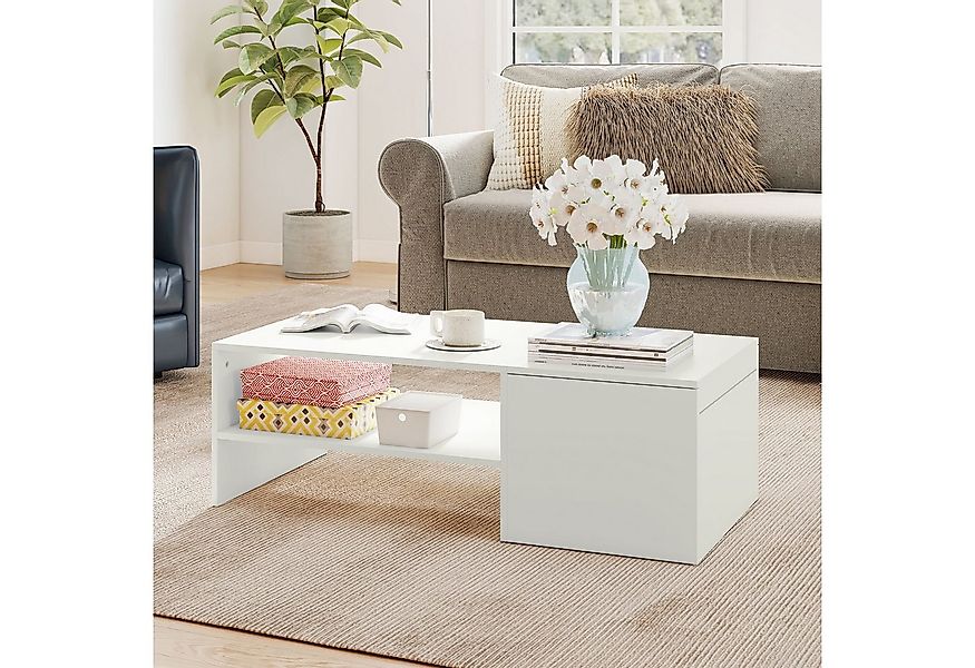 HOMCOM Couchtisch mit Verstecktem Stauraum, Regal (Sofatisch, 1-St., Wohnzi günstig online kaufen