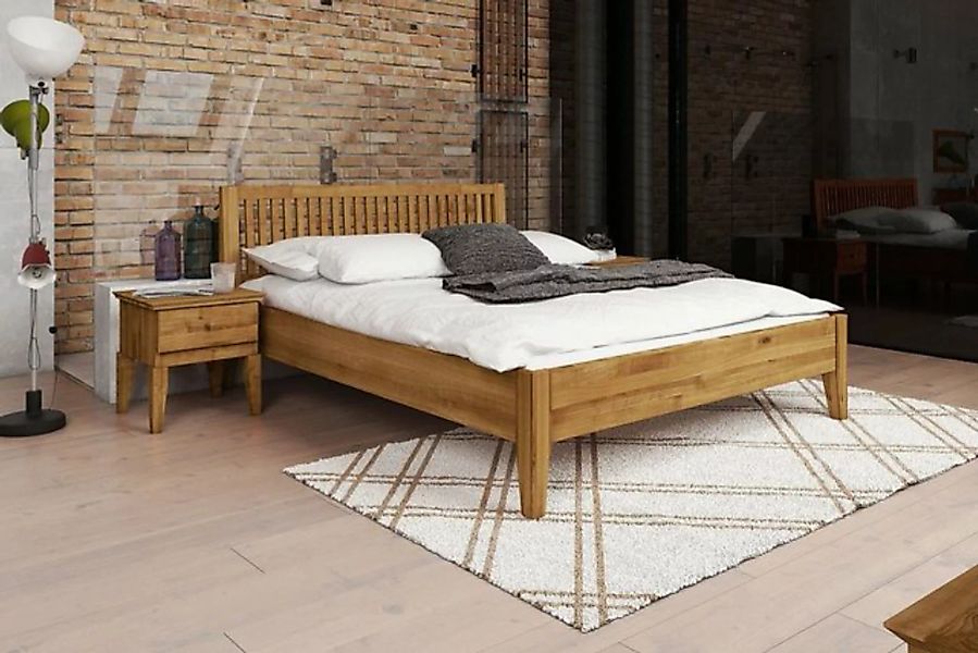 Natur24 Bett Bett Sydo 1 Wildeiche massiv 180x200cm mit Holzkopfteil und Ho günstig online kaufen