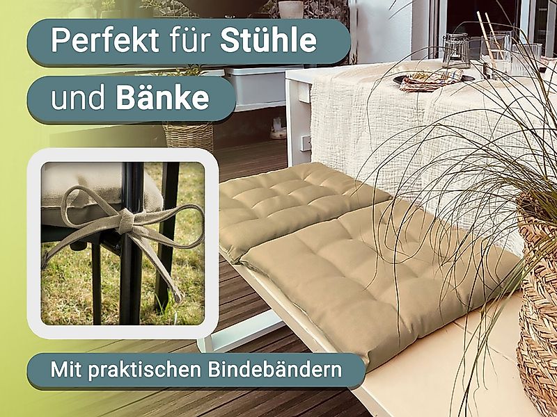 ZOLLNER Stuhlkissen, 40 x 40 x 3 cm, mit Bindebänder, für Indoor und Outdoo günstig online kaufen