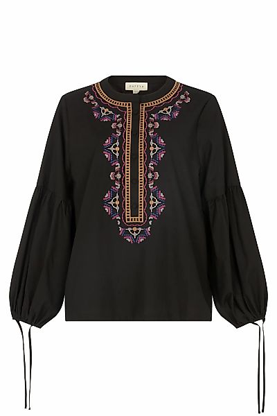 RAFFYA Hemdbluse "Anai Half Placket Embroidered Blouse Damen" günstig online kaufen