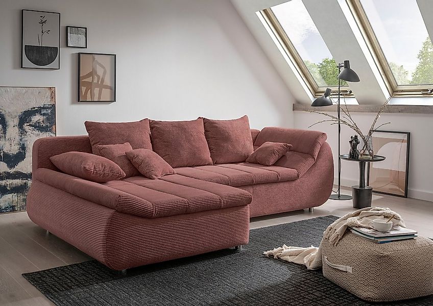 INOSIGN Ecksofa Imola elegant und bequem, aktuelle Steppung im Sitz, L-Form günstig online kaufen