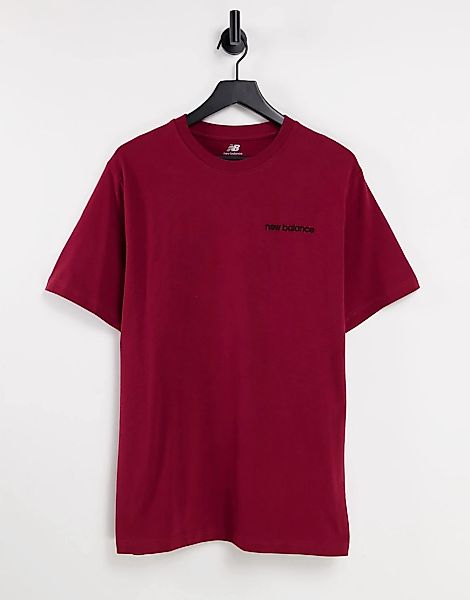 New Balance – T-Shirt in Burgunderrot mit linearem Logo, exklusiv bei ASOS günstig online kaufen