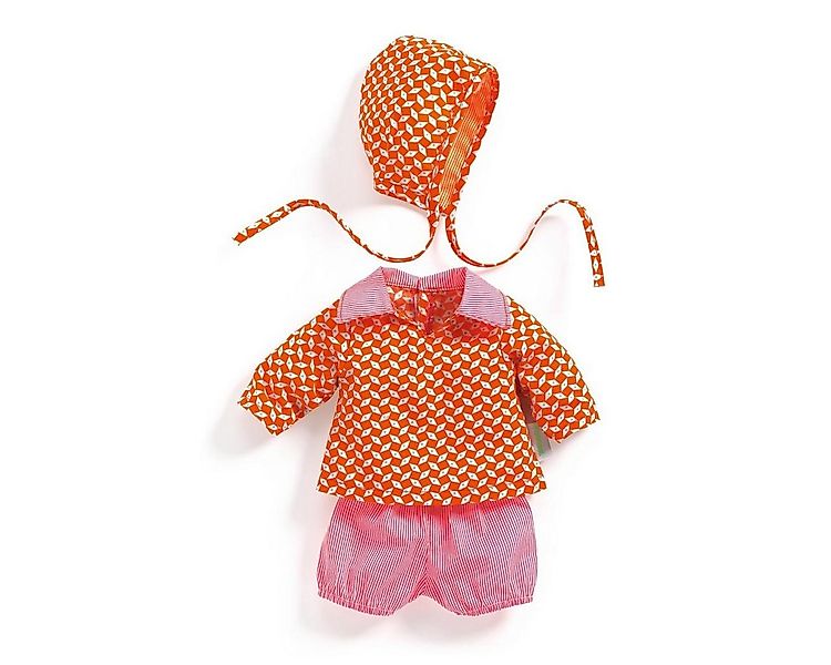 DJECO Puppenkleidung POMEA 3-teilig Hose, Shirt und Mütze sommerliche Farbe günstig online kaufen