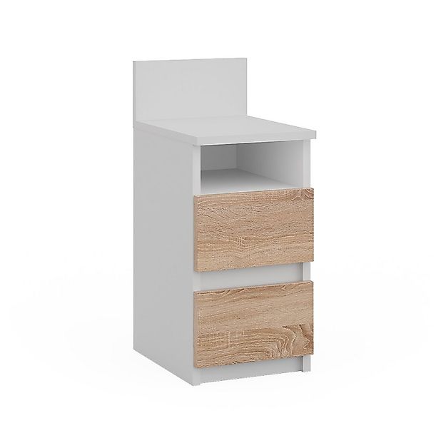 Vicco Nachtschrank Monty, Weiß/Sonoma, 25 x 59.1 cm mit 2 Schubladen (1-St) günstig online kaufen