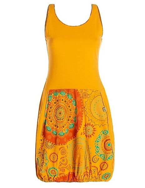 Vishes Ballonkleid Damen mittellanges Kleid Baumwolle geometrisches Muster günstig online kaufen